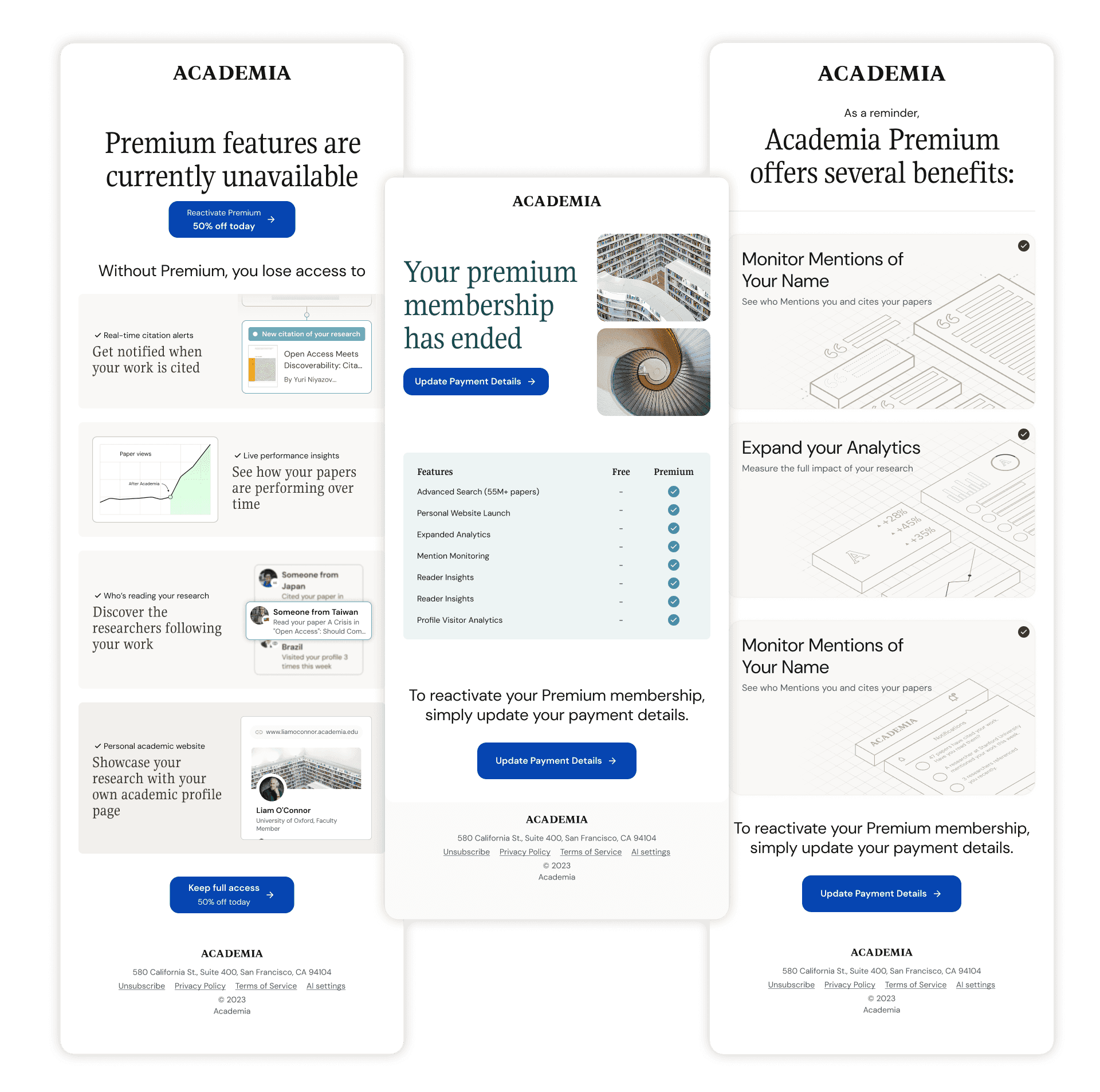 Academia.edu weekly newsletter email template design