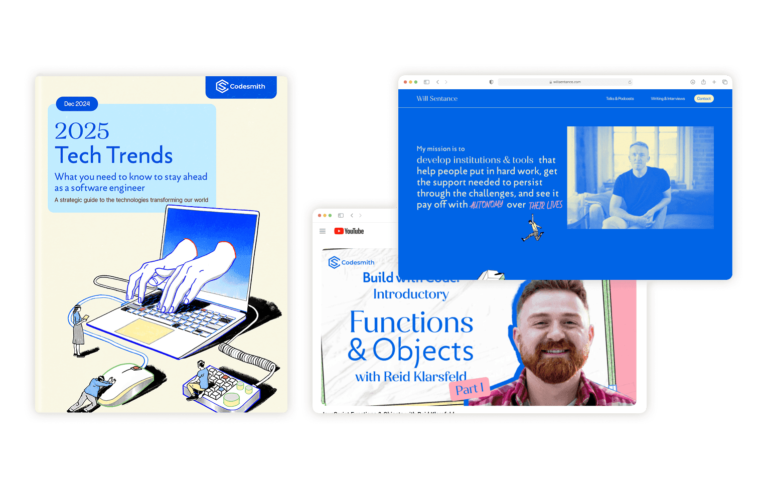 Codesmith brand system extended across decks, social templates, and print materials