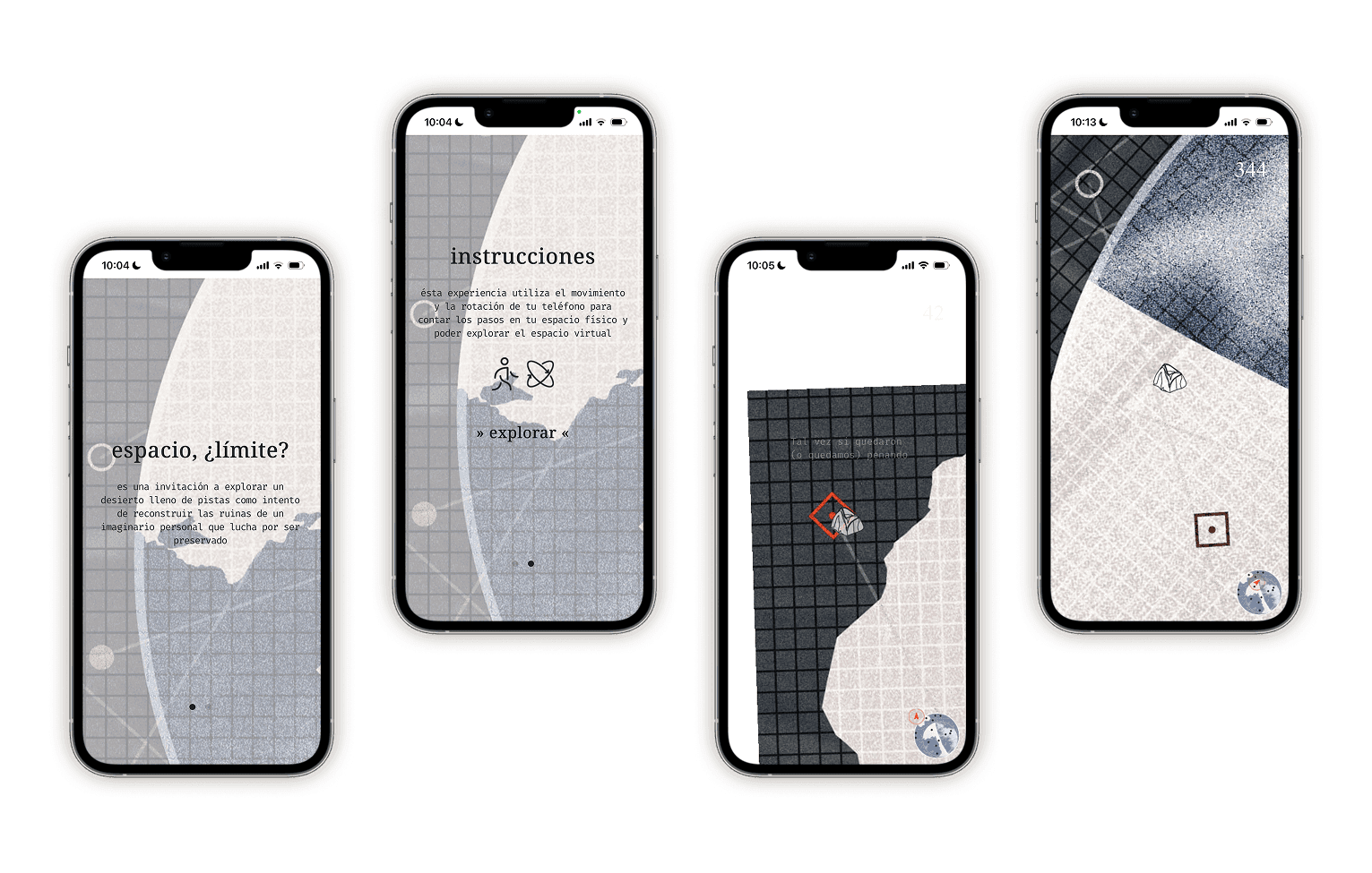 A mobile web app, made with professor Juan Camilo González for the Art & Mobile Devices lab, that uses your phone's gyroscope and pedometer to explore a virtual space. As you walk through physical space, images and poems from a country that no longer exists surface around you.