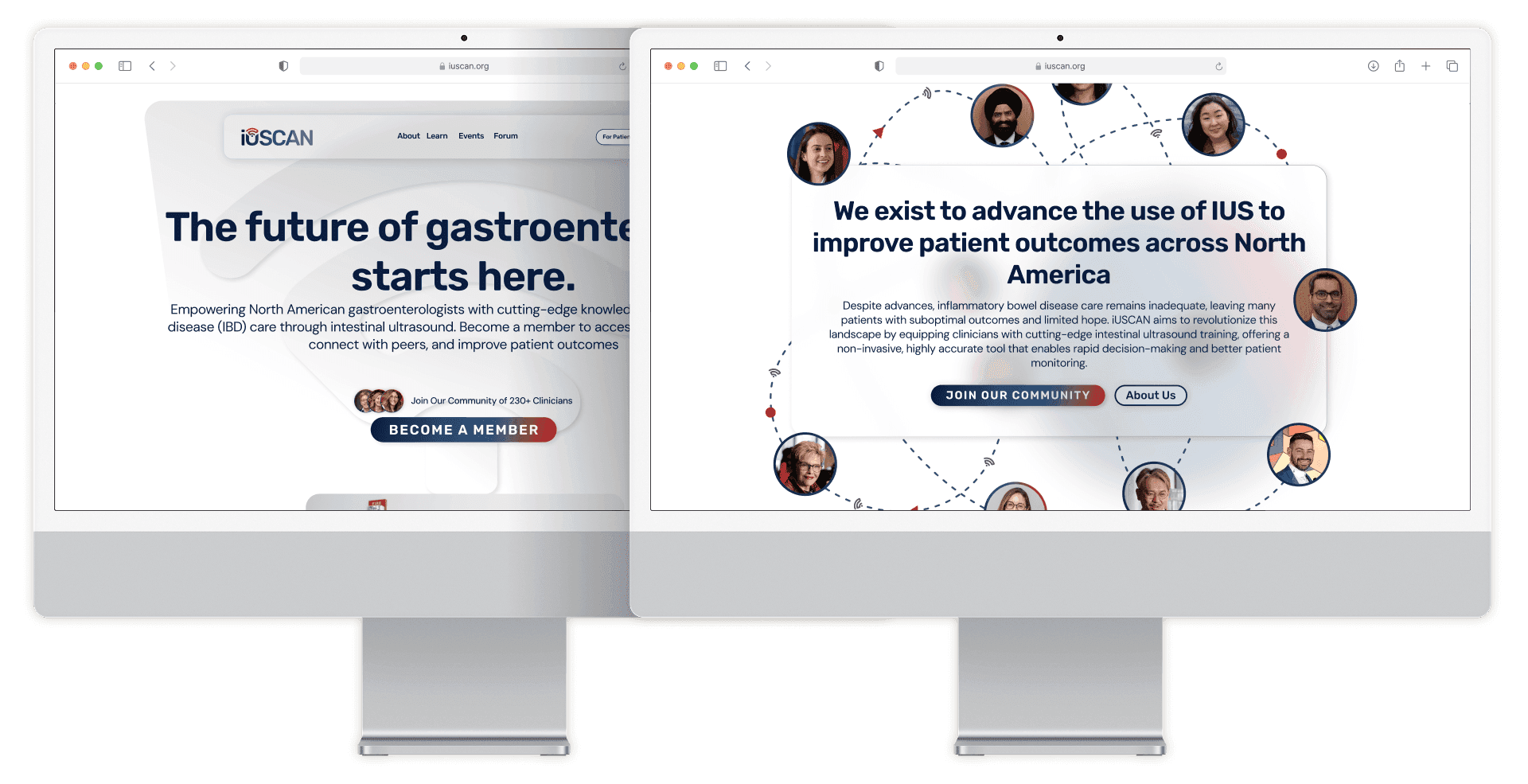 iUSCAN website showing navigation structure for multiple audiences