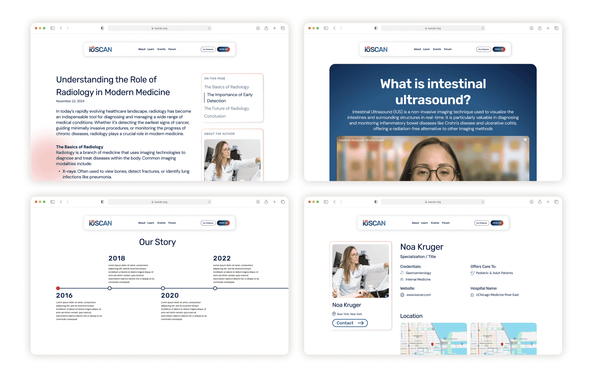 Prioritized mission first, then team, then timeline, then resources. Leadership profiles live in depth, not on the homepage. Partnerships appear early to signal institutional backing. Complexity organized, not hidden.